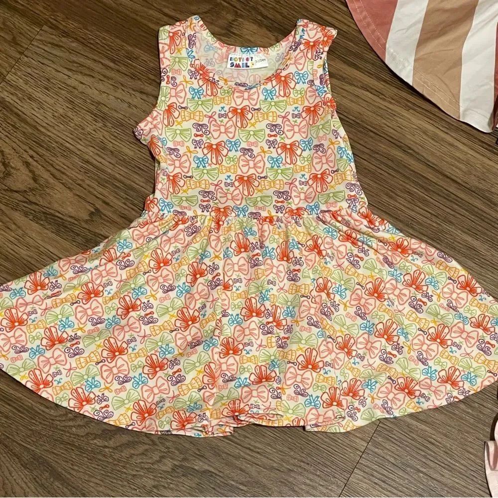 Dot Dot Smile Sleeveless Twirl 4 Dresses Pink Orange Brown Blue Green 12-24 mos - Picture 3 of 13